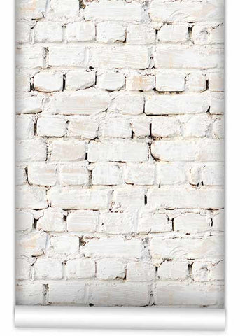 Kemra - Whitewash Bricks Wallpaper (Roll: 61.5cm x 10m)