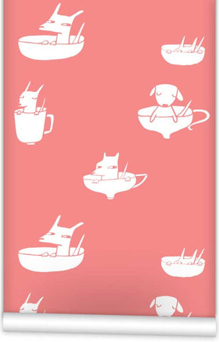 Pups In Cups Wallpaper (Roll: 61.5cm x 10m)