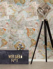 Kemra - Vintage French Maps Wallpaper (Roll: 61.5cm x 10m)