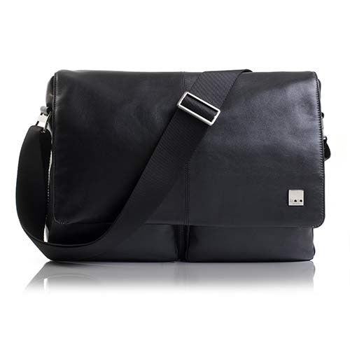 Knomo Kobe Mens 15" Laptop Messenger - Black