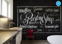 Chalkboard Pastry Shop Wall Mural