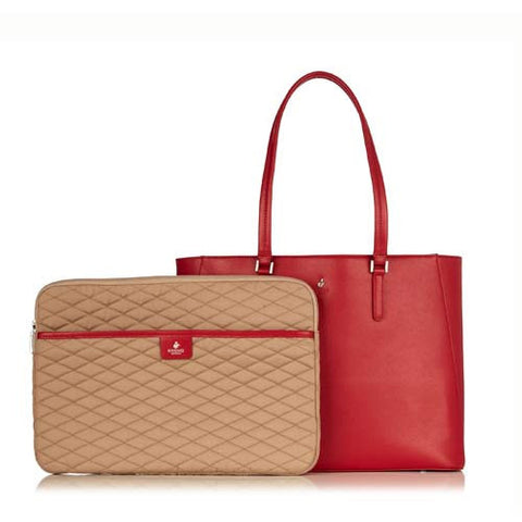 Knomo Cavendish Tote with Removable Sleeve for 14" Laptops - Scarlet