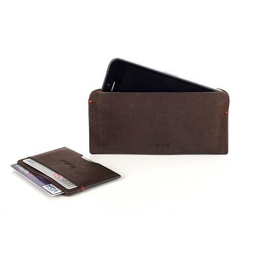 Knomo iphone 5/5s Leather Sleeve with Card Case  - Brown