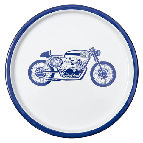 Cafe Racer Enamel Plate - Blue