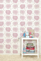 Pink Elephants WallPaper (Roll: 72cm x 10m)