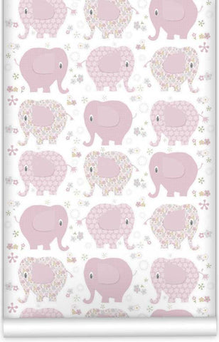 Pink Elephants WallPaper (Roll: 61.5cm x 10m)