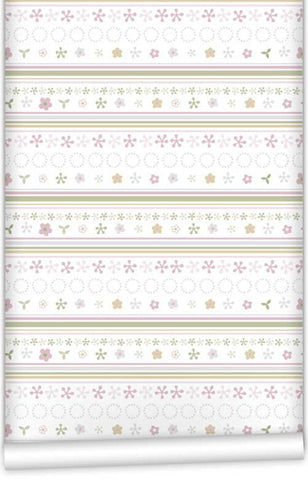 Pink Elephants Icon Stripe WallPaper (Roll: 61.5cm x 10m)