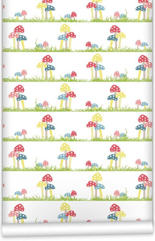 Lazy Summer Toadstools WallPaper (Roll: 72cm x 10m)