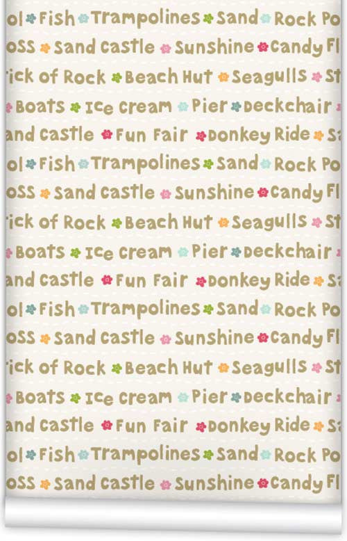 Seaside Fun Words WallPaper (Roll: 72cm x 10m)