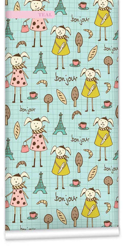 Bonjour Lapin WallPaper (Roll: 61.5cm x 10m)