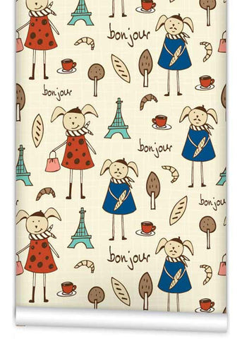 Bonjour Lapin WallPaper (Roll: 61.5cm x 10m)