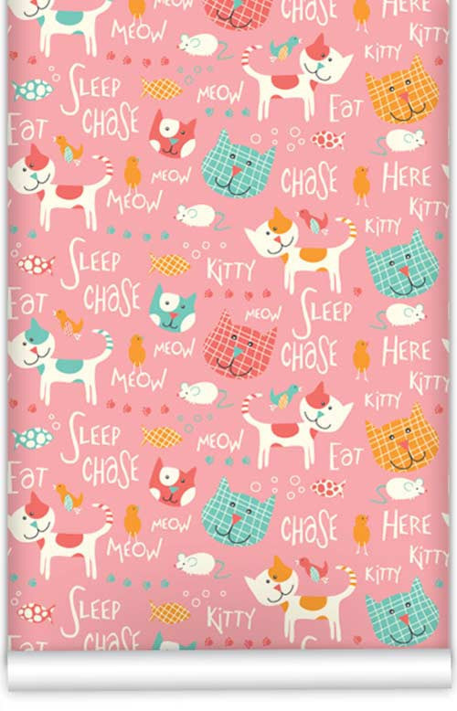 Here Kitty Kitty WallPaper (Roll: 72cm x 10m)