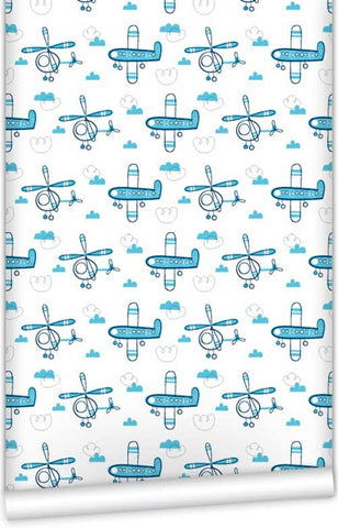 Planes & Helicopters WallPaper (Roll: 61.5cm x 10m)