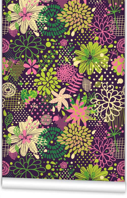 Neon Flowers WallPaper (Roll: 72cm x 10m)