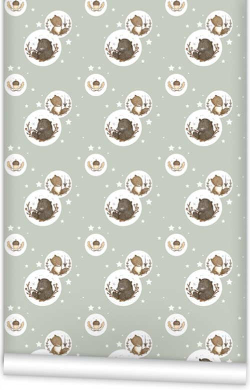 Bear & Squirrel WallPaper (Roll: 72cm x 10m)