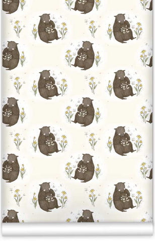 Bear & Butterfly WallPaper (Roll: 61.5cm x 10m)