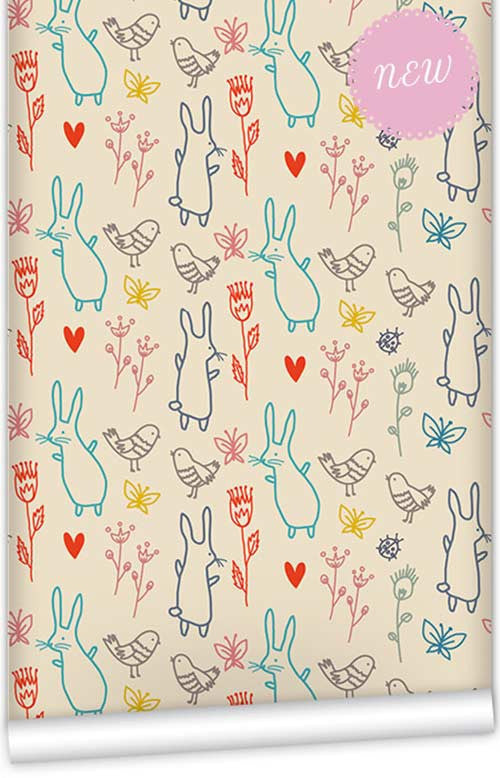 Summer Rabbits WallPaper (Roll: 72cm x 10m)